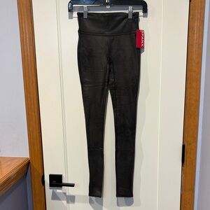 SPANXShape Women’s Faux Leather Black Fleece Lines Leggings